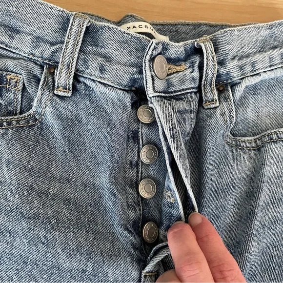 PacSun High Rise Straight Leg Jeans Blue Button Fly Women’s Size 26 - Picture 3 of 12